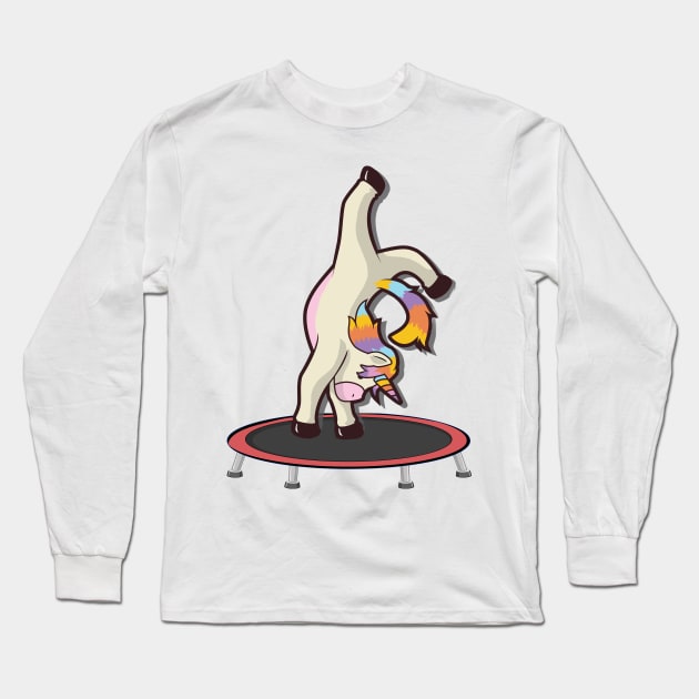 Trampoline Shirt | Unicorn Horse Trampoline Jumping Shirt Long Sleeve T-Shirt by TellingTales